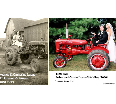 Lawrence and Catherine (Pothast) Lucas, John and Grace Lucas on Farmall A tractor