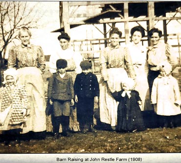 Barn raising - John Restle Farm 1908