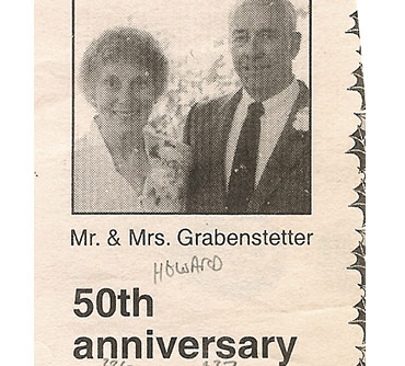 Howard 'Bud' and Lorena Grabenstetter 50th Anniversary announcement