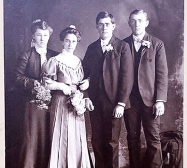 John J Lucas and Emma M Burkhardt - wedding photo - 1904 - maid of honor, Anna Wolf - best man George Wolf