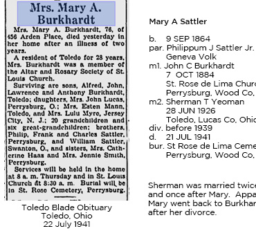 Mary Sattler Burkhardt obit